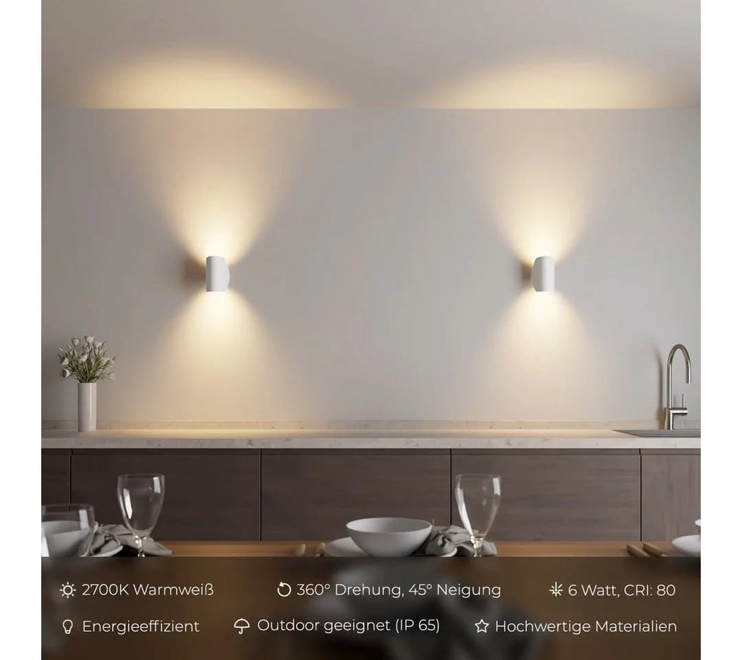 Neona LED Wandleuchte POLARIS Weiß 360° drehbar IP65