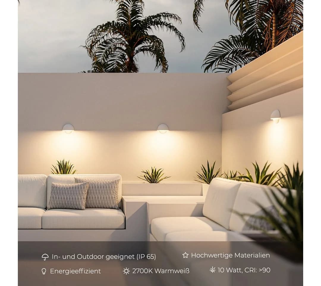 Neona LED Wandleuchte ORION Weiß, fest integriert, Warmweiß
