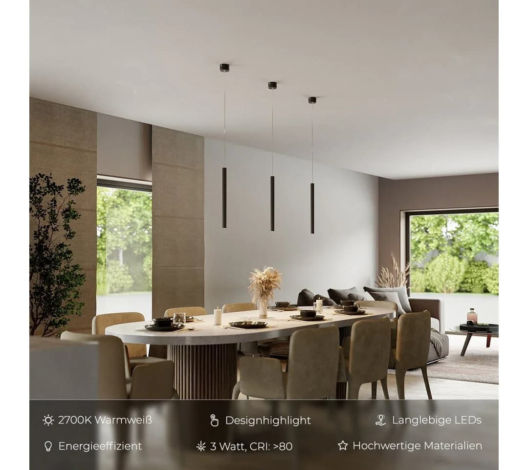 Neona LED Deckenleuchte LYRA Schwarz Aluminium