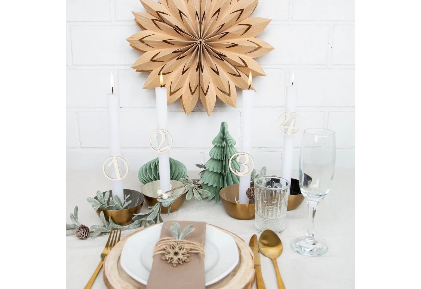 XXL Weihnachtsstern Deko Figur 40cm Natur Papier Schneeflocke