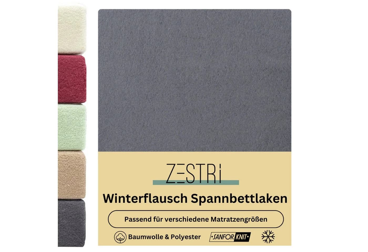 Zestri Spannbettlaken Winterflausch Anthrazit Kuschlig & Weich - Bild 2