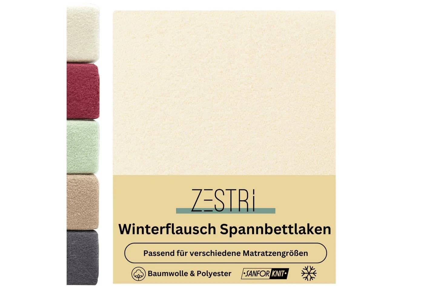 Zestri Spannbettlaken Winterflausch Beige Kuschlig & Weich - Bild 2