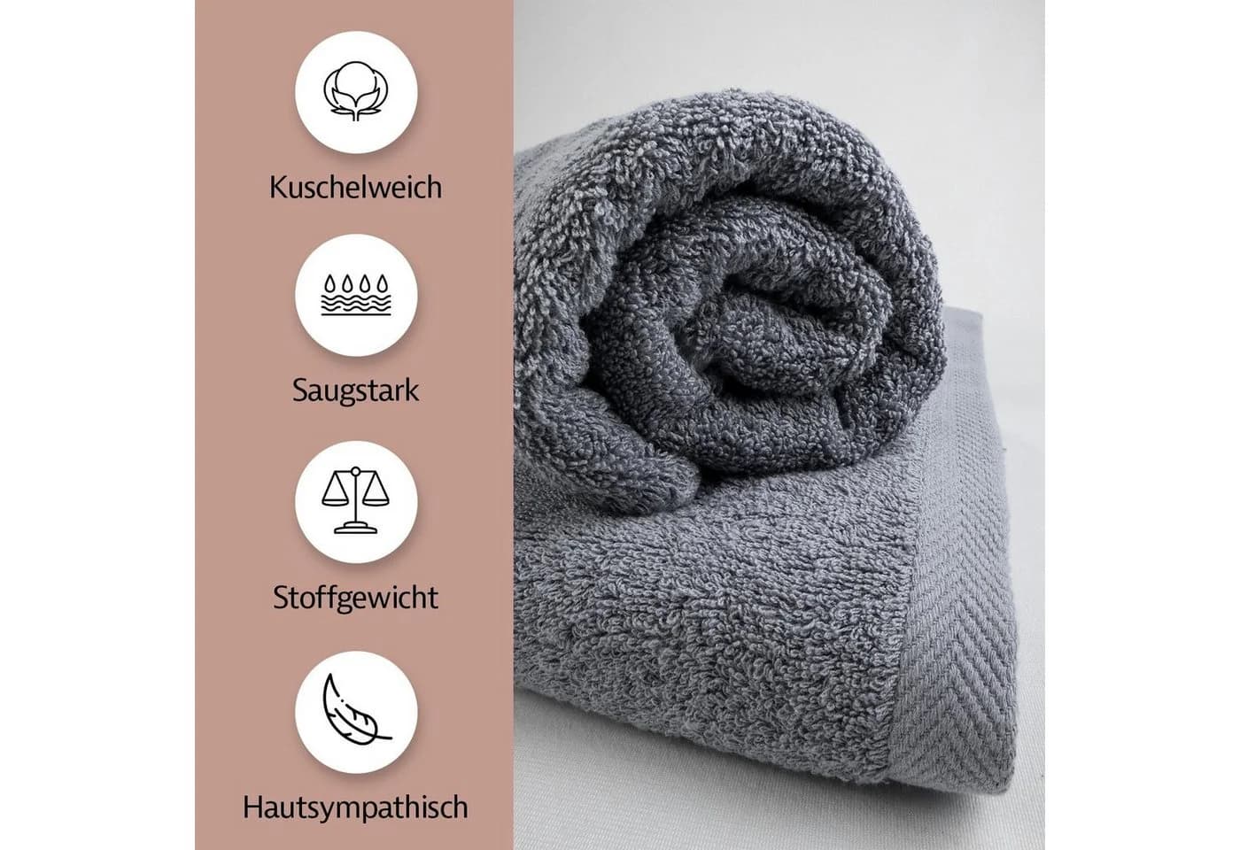 Zestri Handtücherset Frottee 50% Baumwolle & 50% Bambus 450g/m² - Bild 5