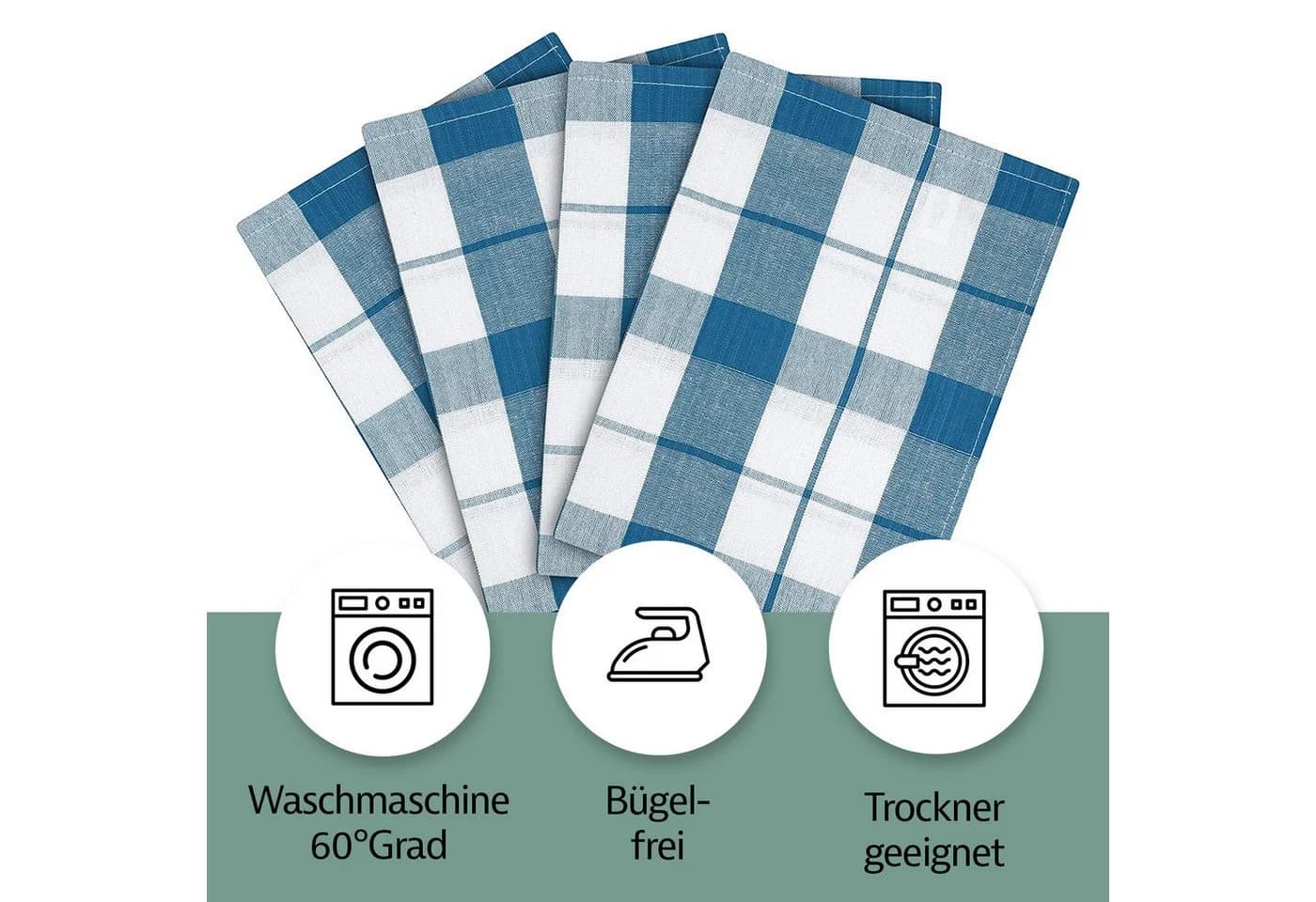 Zestri Geschirrtuch 4er-Set Grau Schwarz Weiss Baumwolle Karo - Bild 4