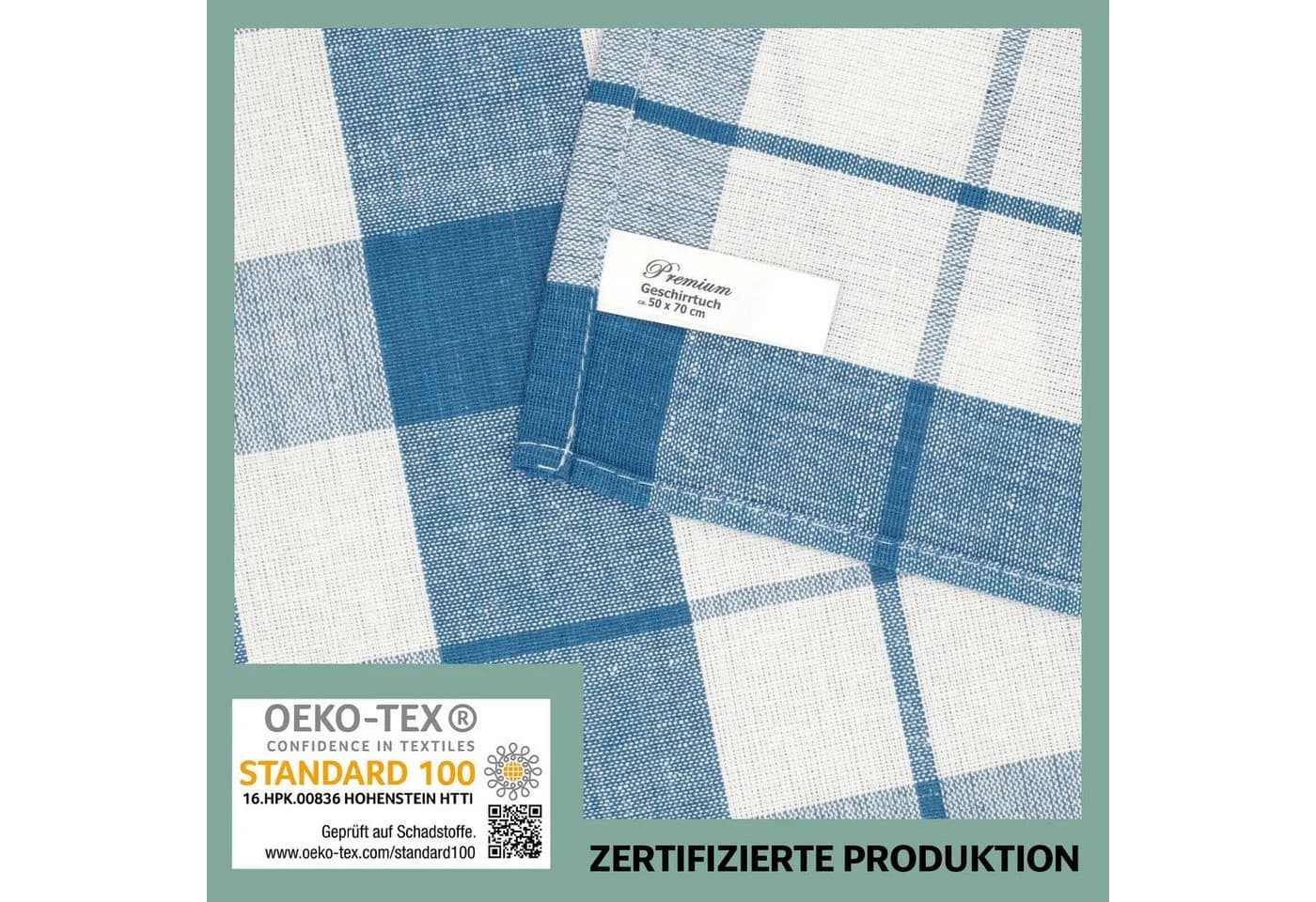 Zestri Geschirrtuch 4er-Set Grau Schwarz Weiss Baumwolle Karo - Bild 5