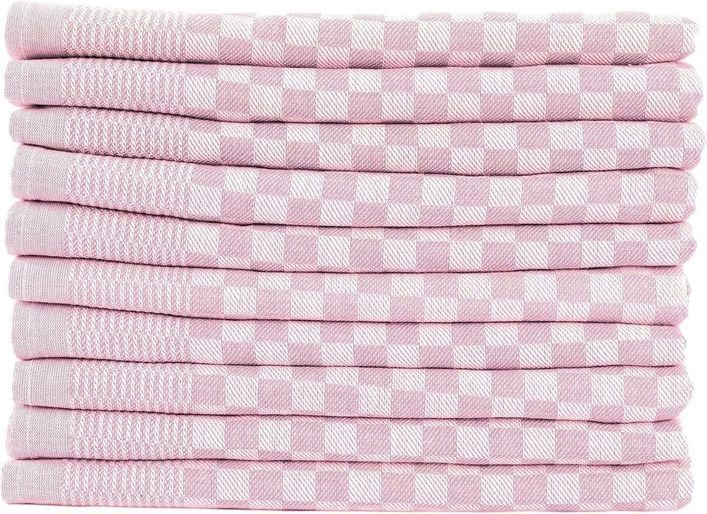 Zestri Geschirrtuch 10er Set 100% Baumwolle Kariert Rosa - Bild 3