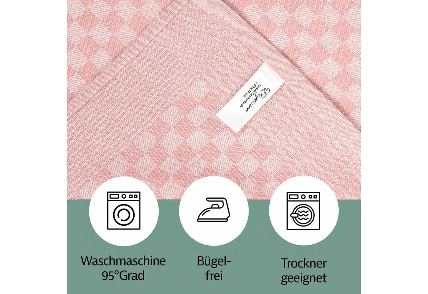 Zestri Geschirrtuch 10er Set 100% Baumwolle Kariert Rosa - Bild 5