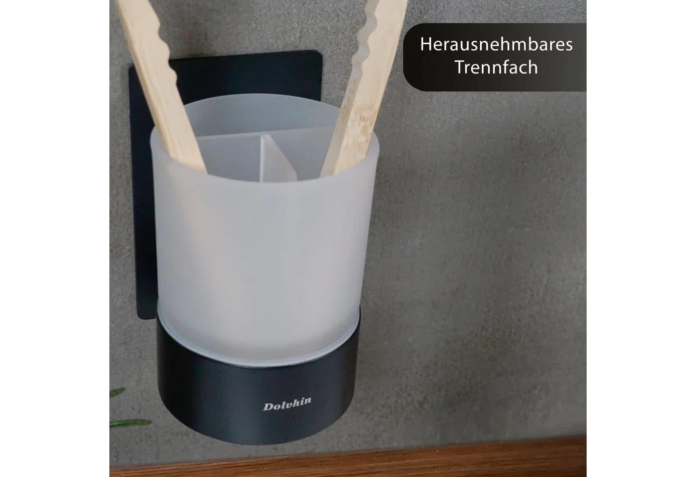 Dolvhin Zahnputzbecher Wandmontage Weiß Glas mit Organizer