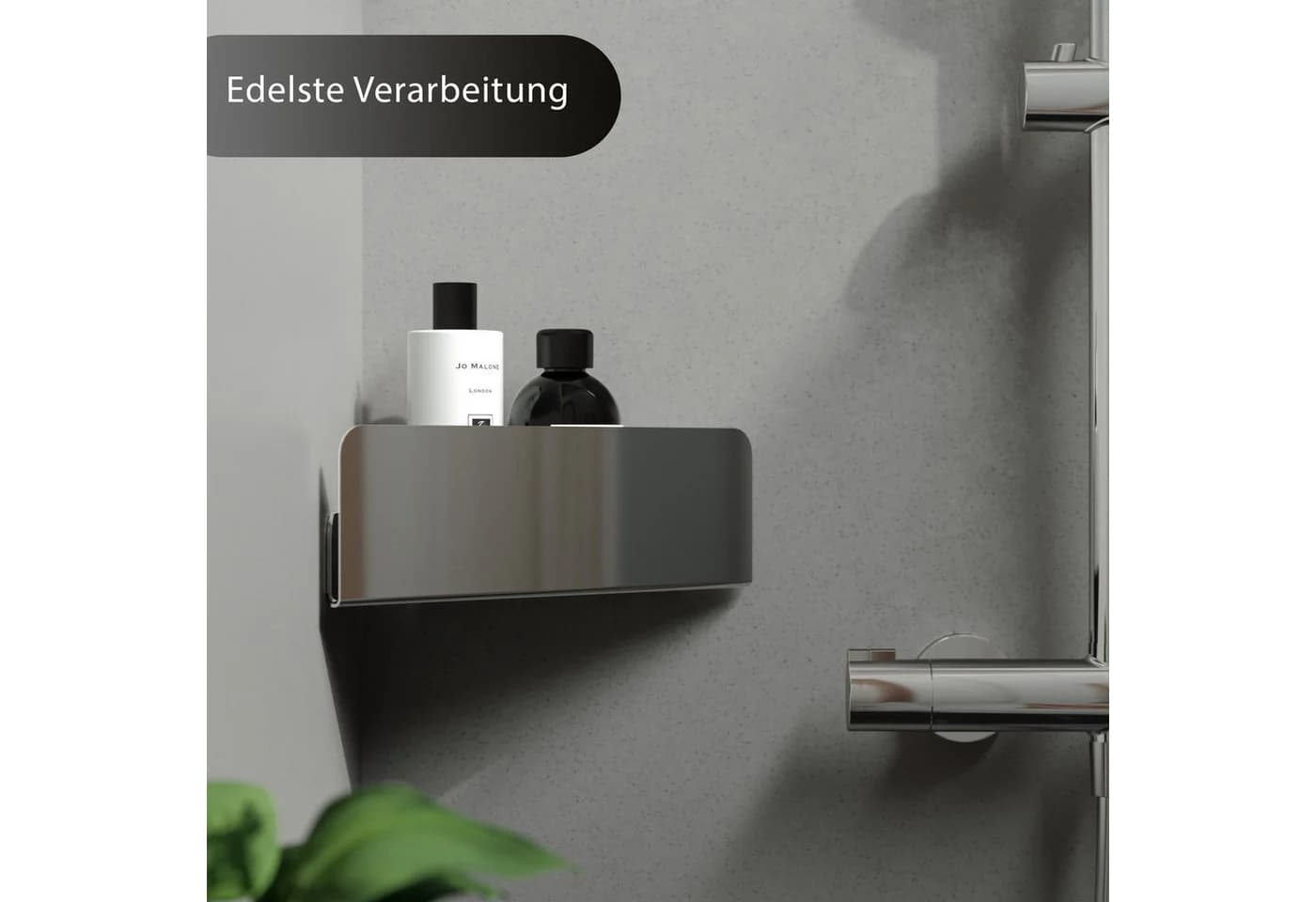 Dolvhin Eck-Duschablage ohne Bohren Edelstahl Silber