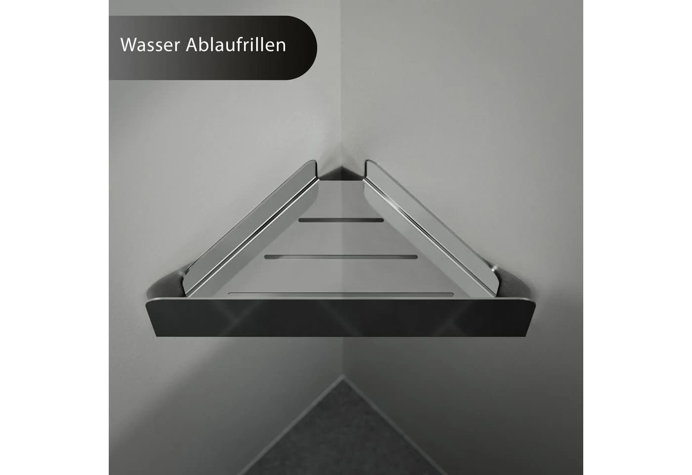 Dolvhin Eck-Duschablage ohne Bohren Edelstahl Silber - Bild 4