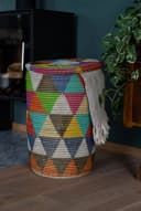 YAADU Wäschekorb 80L mit flachem Deckel – Handgefertigt Bunt Bild 4