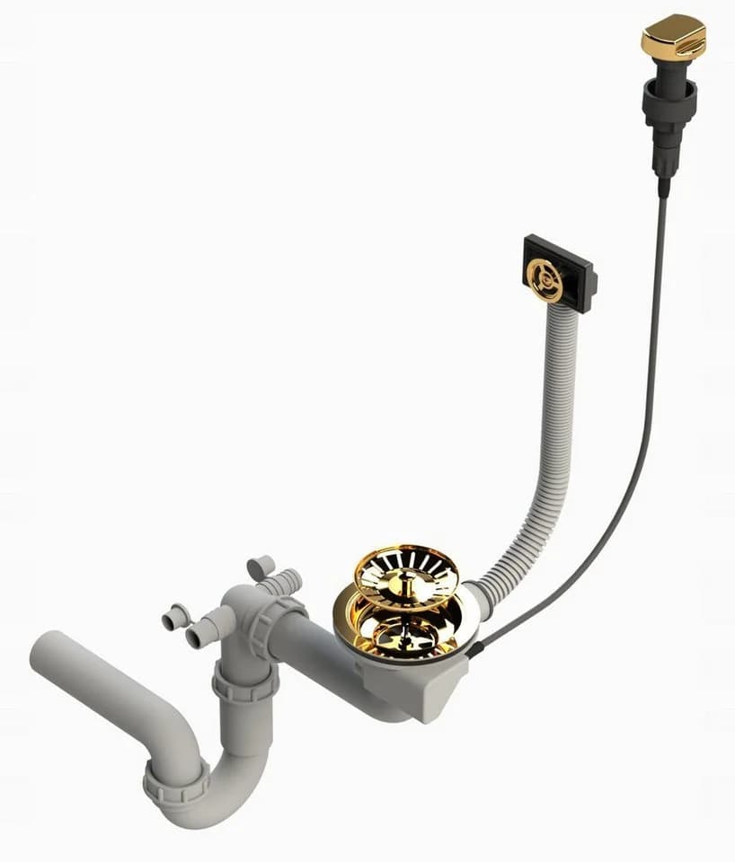 Faizee Möbel Siphon Gold/Silber mit Überlauf und Geruchsverschluss - Bild 5
