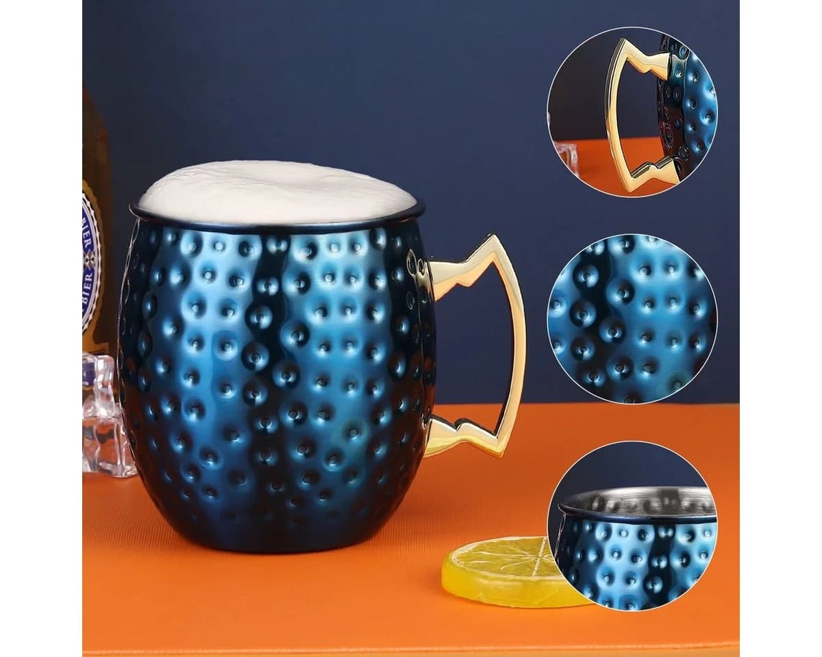 Faizee Möbel Kupferbecher 4-tlg. Moscow Mule Becher mit Griff - Bild 4