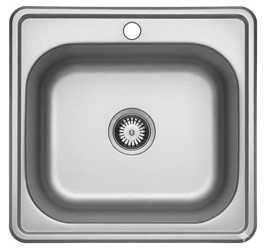 Faizee Möbel Edelstahlspüle 48x48 cm mit Siphon-Set