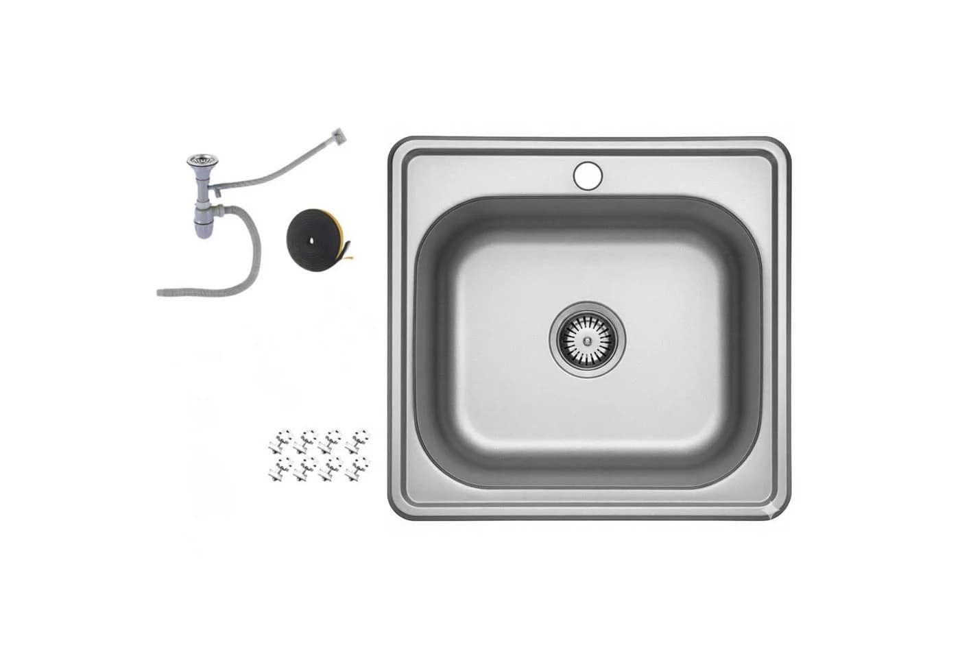 Faizee Möbel Edelstahlspüle 48x48 cm mit Siphon-Set - Bild 2