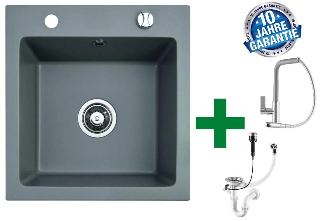 Faizee Möbel Granitspüle mit Armatur Grau - Bild 2