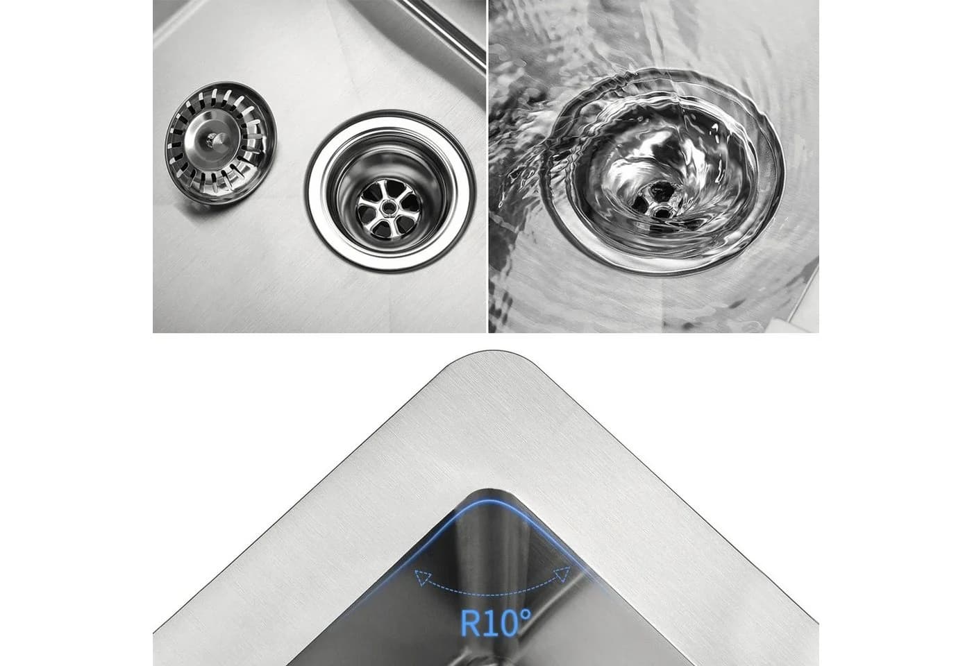 Faizee Möbel Küchenspüle Edelstahl Silber mit Armatur & Siphon - Bild 1