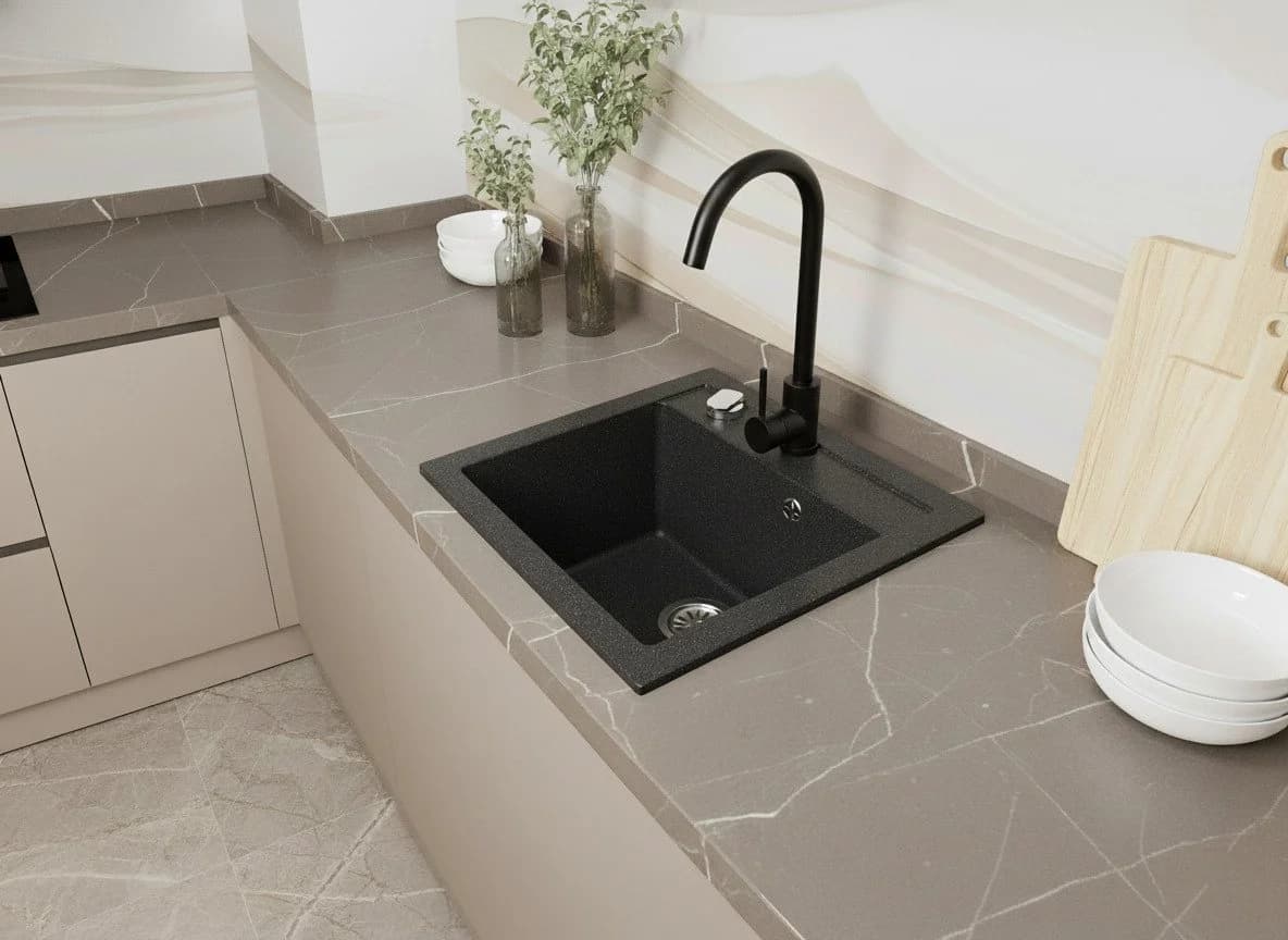 Faizee Möbel Granitspüle Küchenspüle mit Siphon - Bild 4
