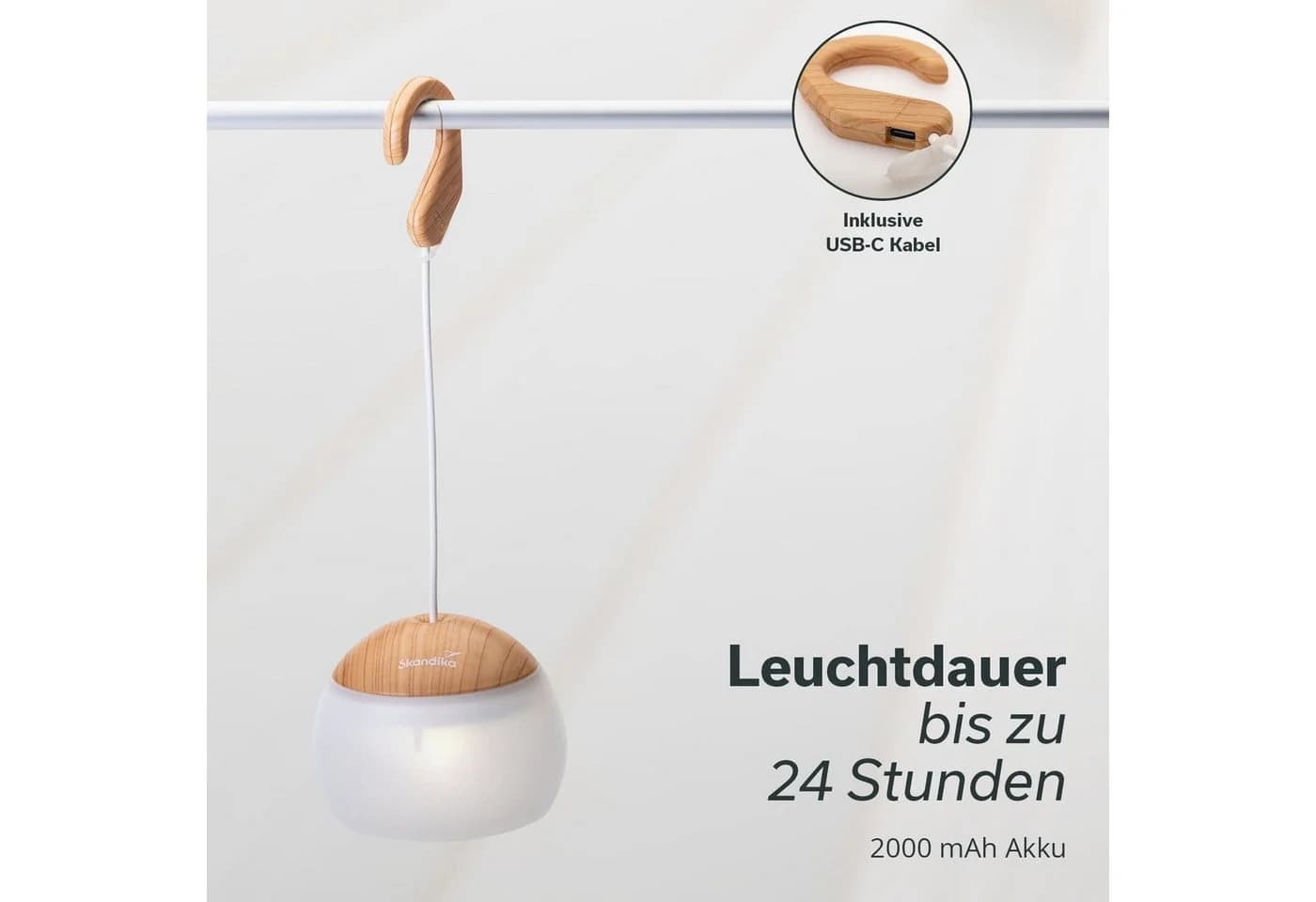 Skandika Tufjord Campinglampe LED Warmweiß Holzoptik - Bild 4