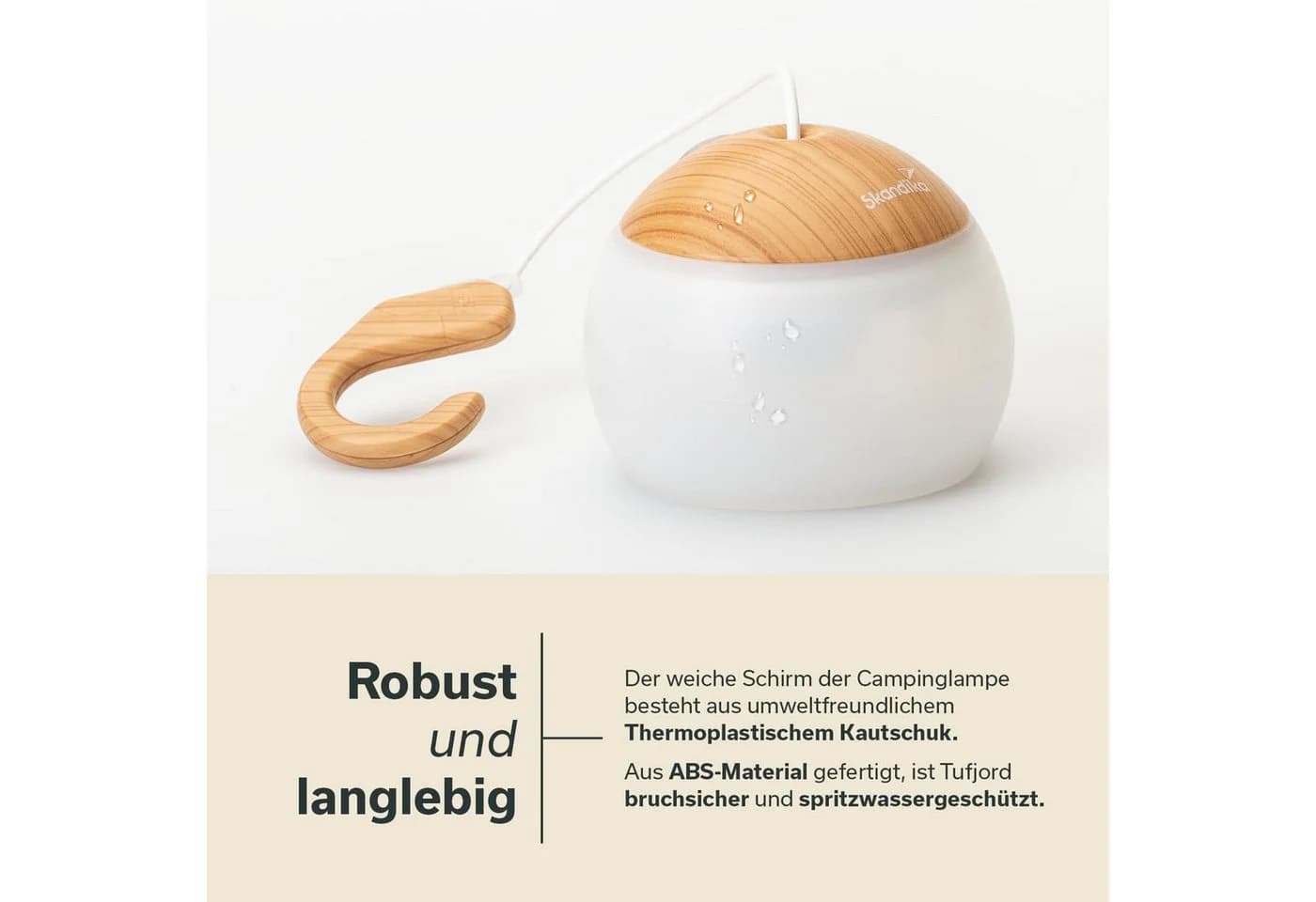 Skandika Tufjord Campinglampe LED Warmweiß Holzoptik - Bild 5
