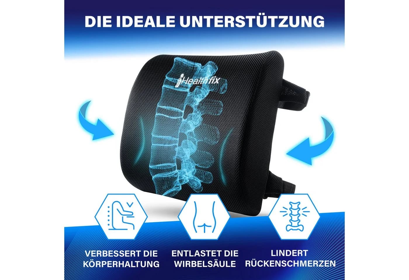 Healthfix Lendenkissen Ergonomisches Rückenkissen