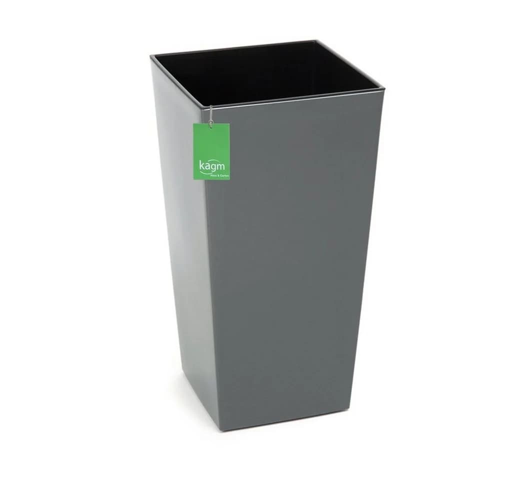 KAGM Pflanzkübel Blumenkübel Blumentopf in Hochglanz Anthrazit mit Pflanzeinsatz - Bild 2