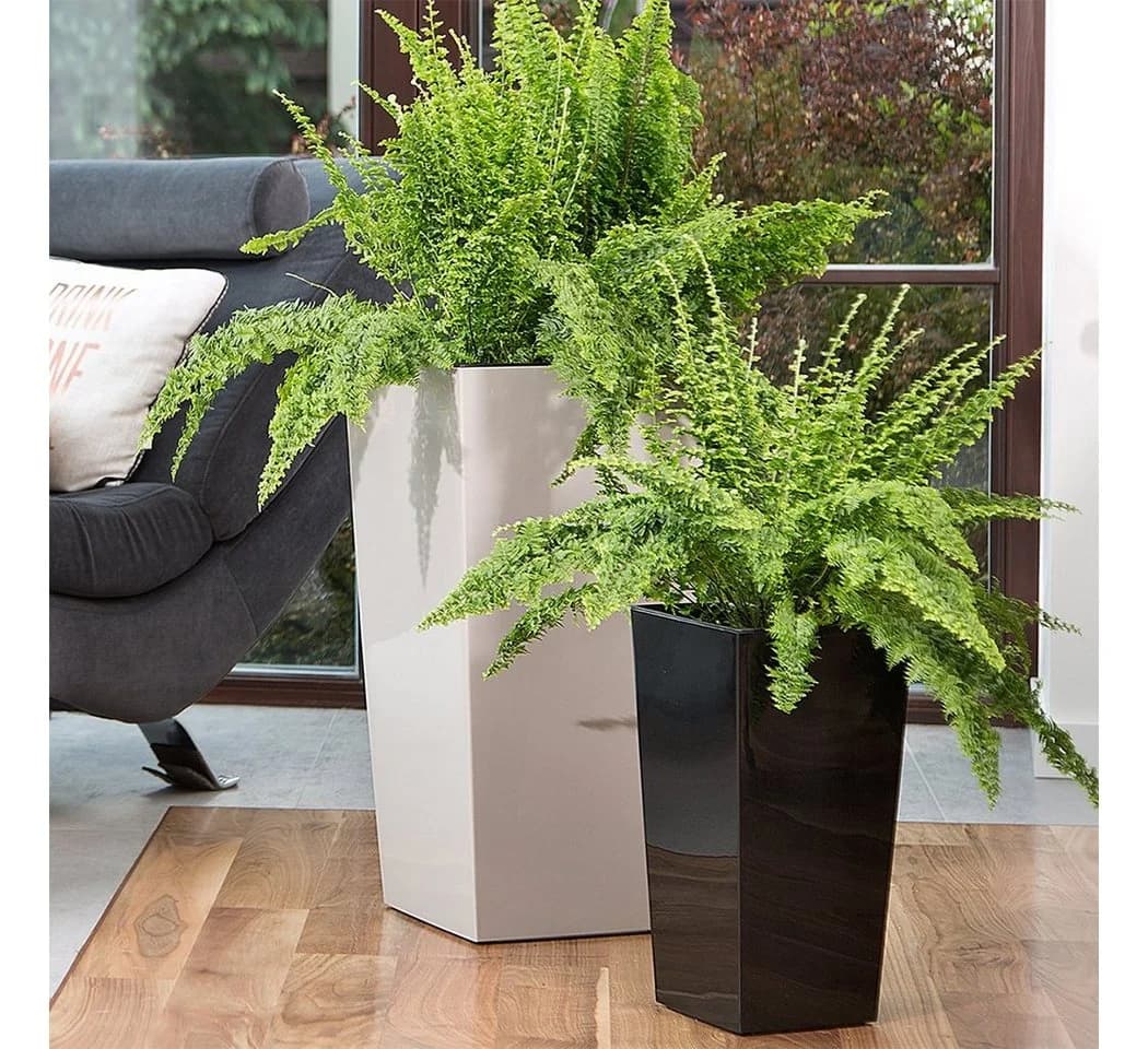 KAGM Pflanzkübel Blumenkübel Blumentopf in Hochglanz Schwarz mit Pflanzeinsatz - Bild 3