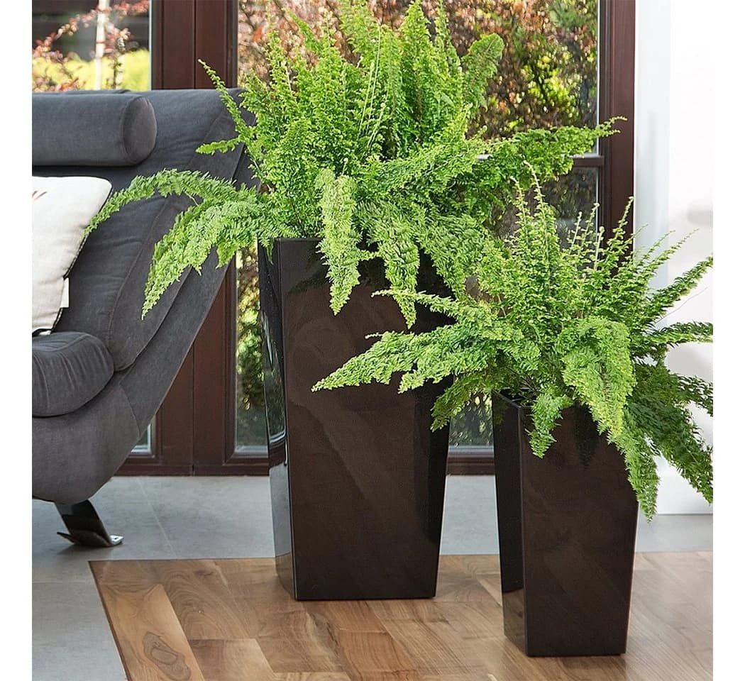 KAGM Pflanzkübel Blumenkübel Blumentopf in Hochglanz Schwarz mit Pflanzeinsatz - Bild 4