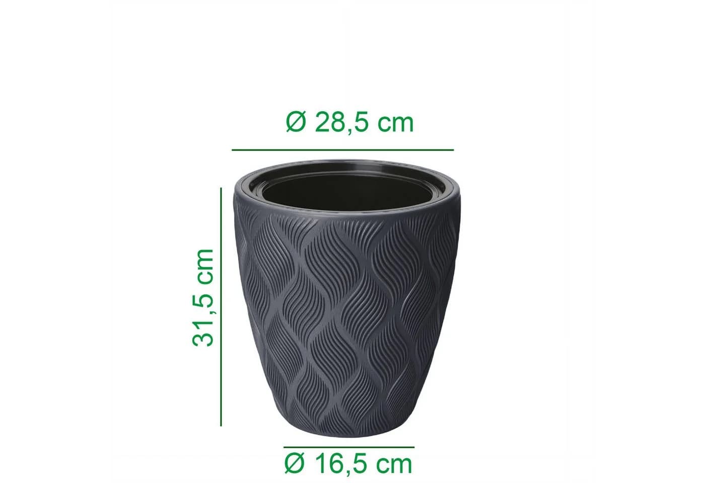 KAGM Pflanzkübel 2er-Set Anthrazit Ø 28,5 cm mit Pflanzeinsatz