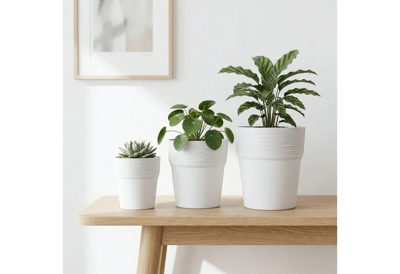 KAGM Übertopf 3er-Set Weiß Kunststoff Modern