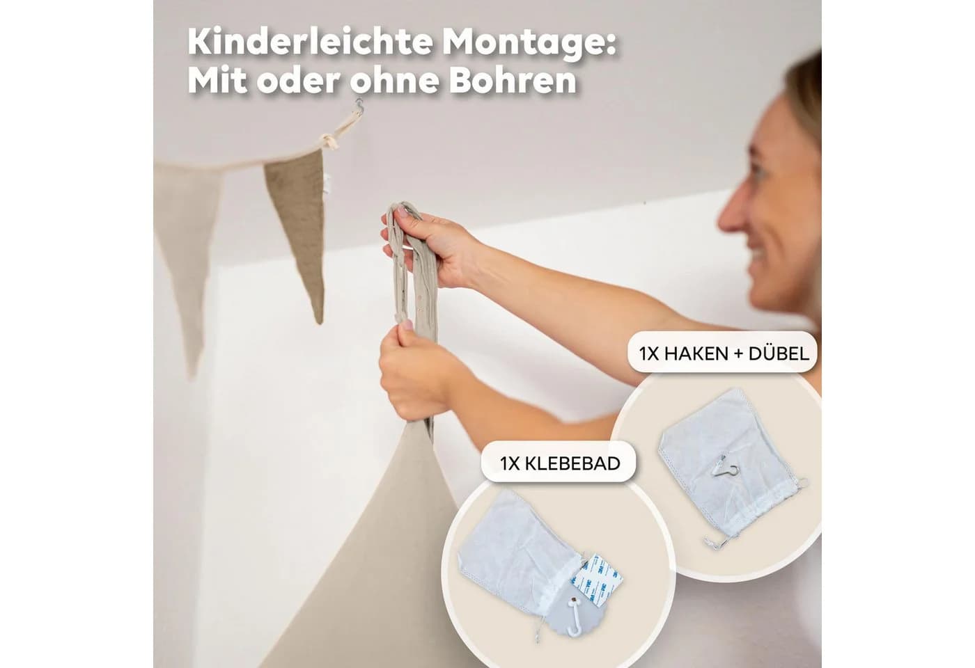 lilimaus Betthimmel Baldachin Kinderzimmer 100% Musselin Baumwolle Hellbeige - Bild 4