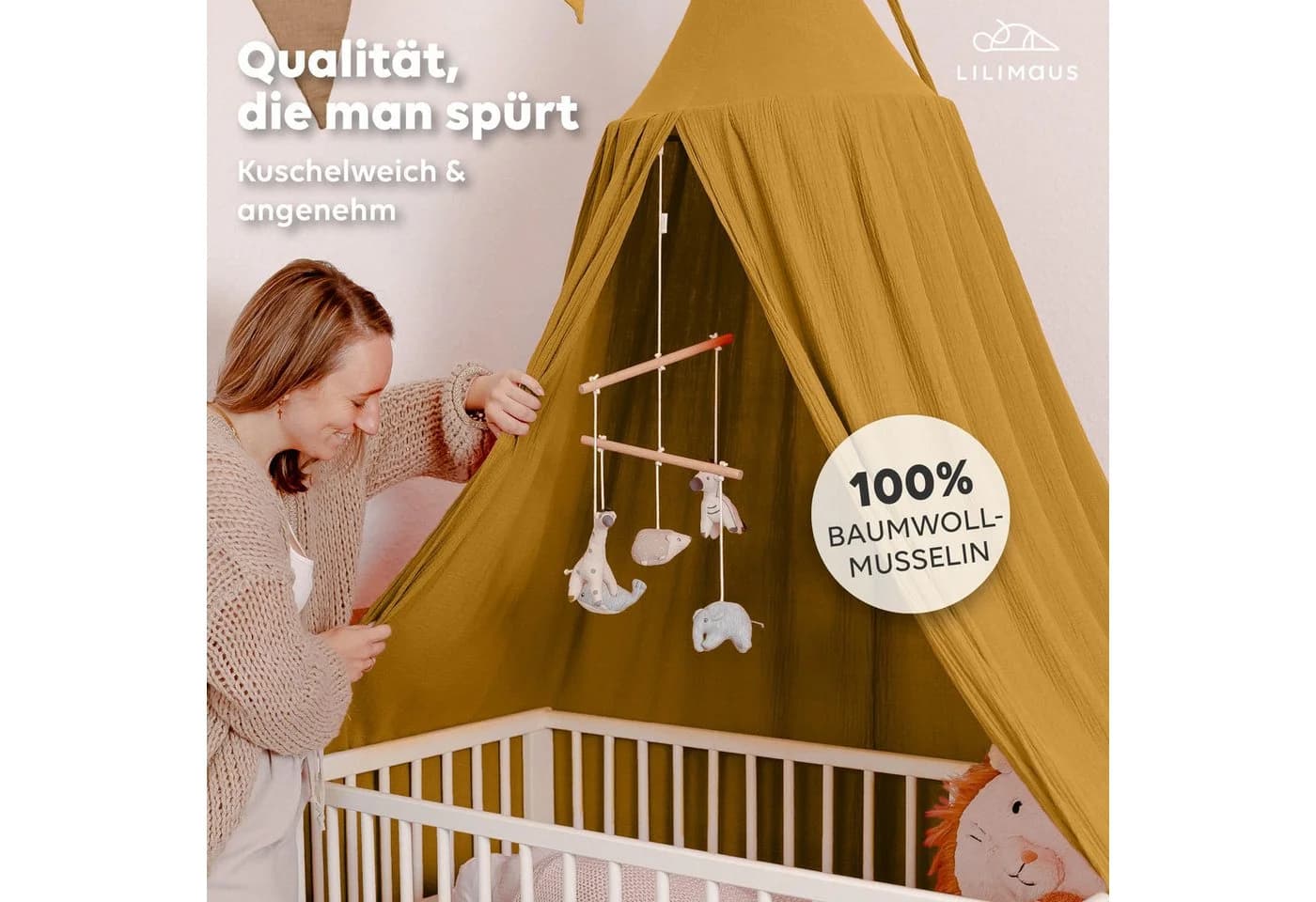 lilimaus Betthimmel für Baby- und Kinderbetten, Hochwertiger Baldachin