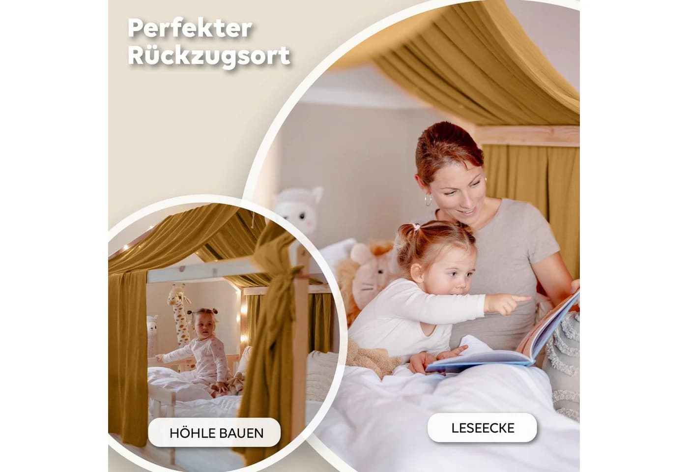 lilimaus Betthimmel Hausbett Musselin 2er Set Senfgelb - Bild 3