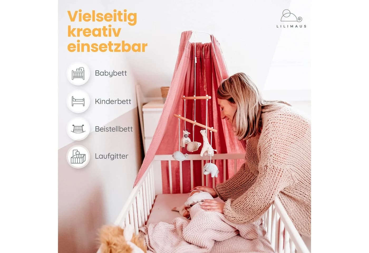 lilimaus Himmelstange für Babybett Weiß Metall