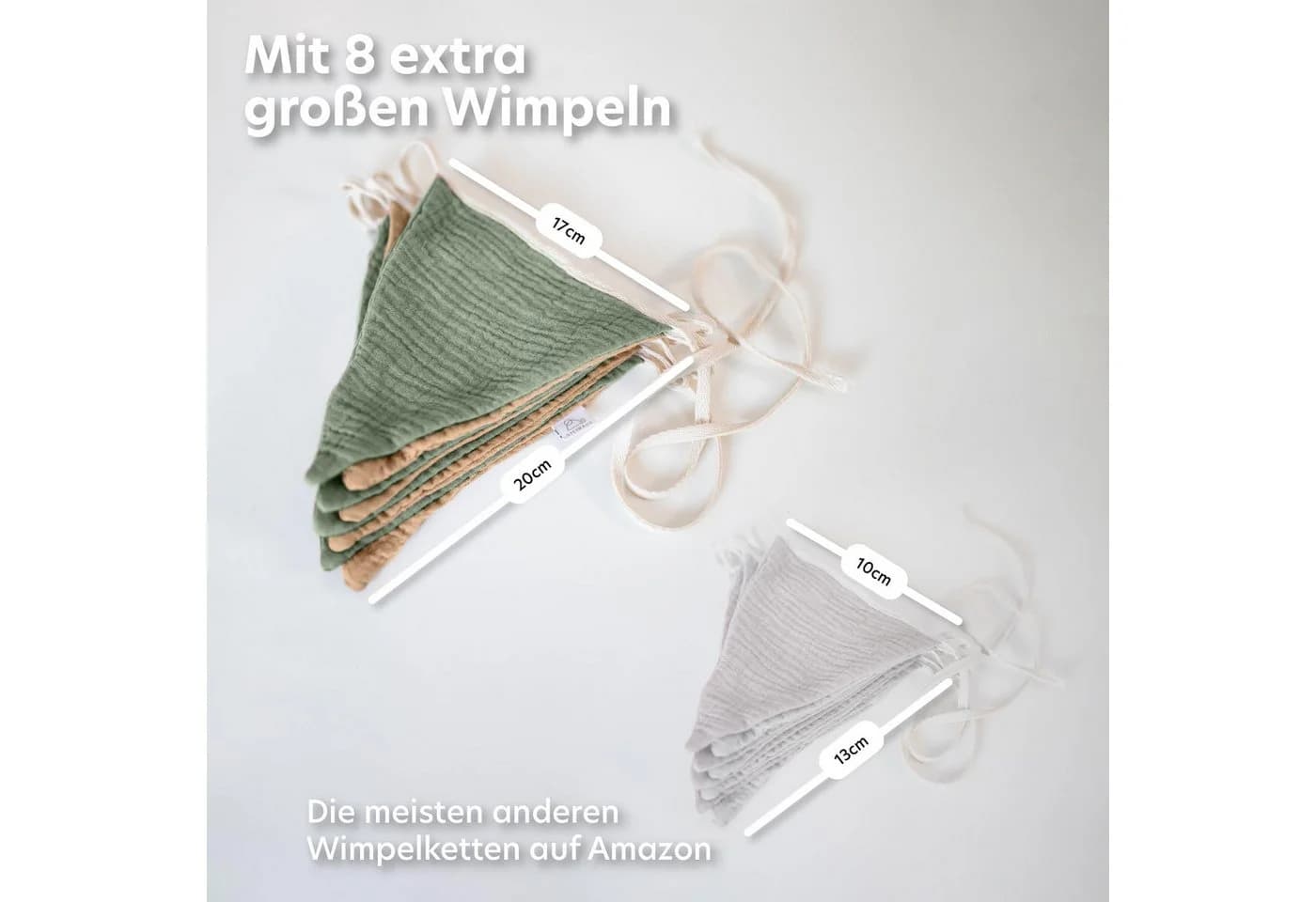 Handgemachte Wimpelkette aus Musselin und Baumwolle - Bild 4