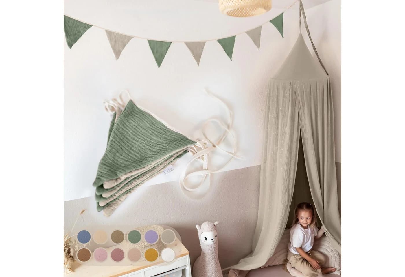 lilimaus Wimpelkette Sternenkette Kinderzimmer 12 Farben Musselin - Bild 2