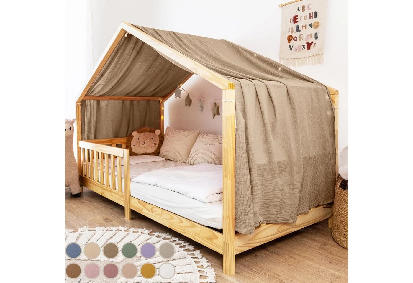 lilimaus Betthimmel Hausbett Musselin Beige Kinderzimmerdeko - Bild 2