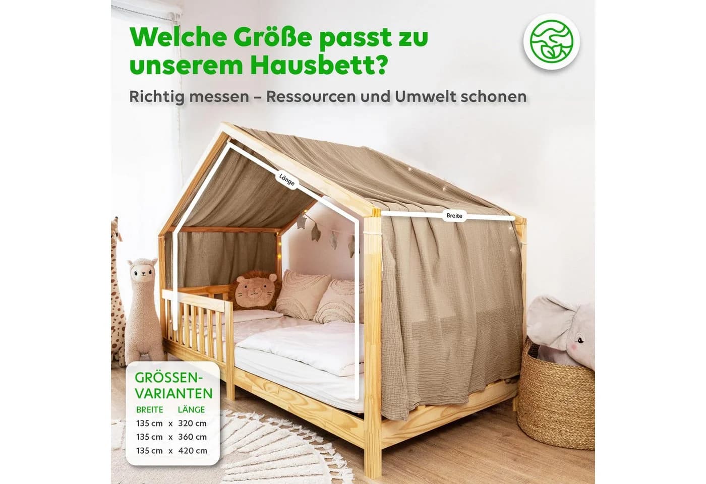 lilimaus Betthimmel Hausbett Musselin Beige Kinderzimmerdeko - Bild 4