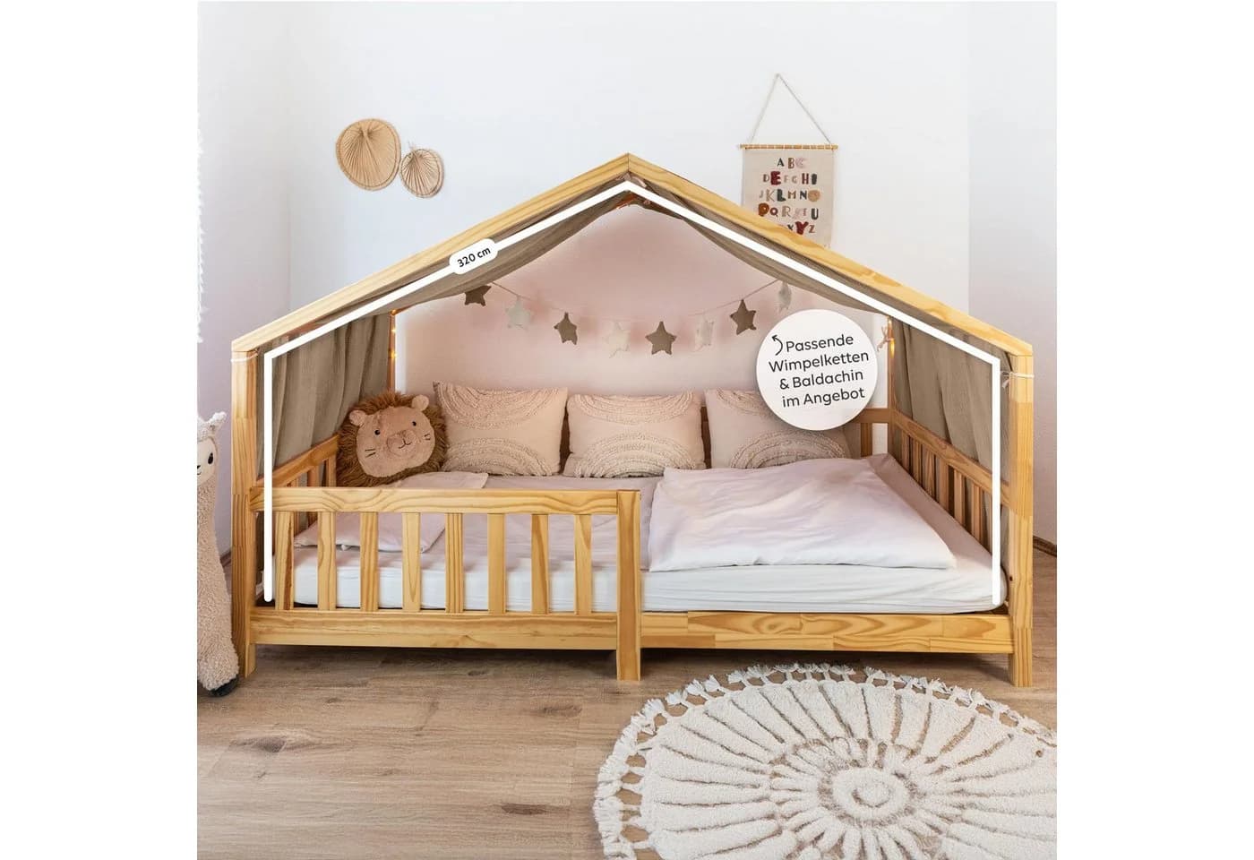 lilimaus Betthimmel Hausbett Musselin Beige Kinderzimmerdeko - Bild 5
