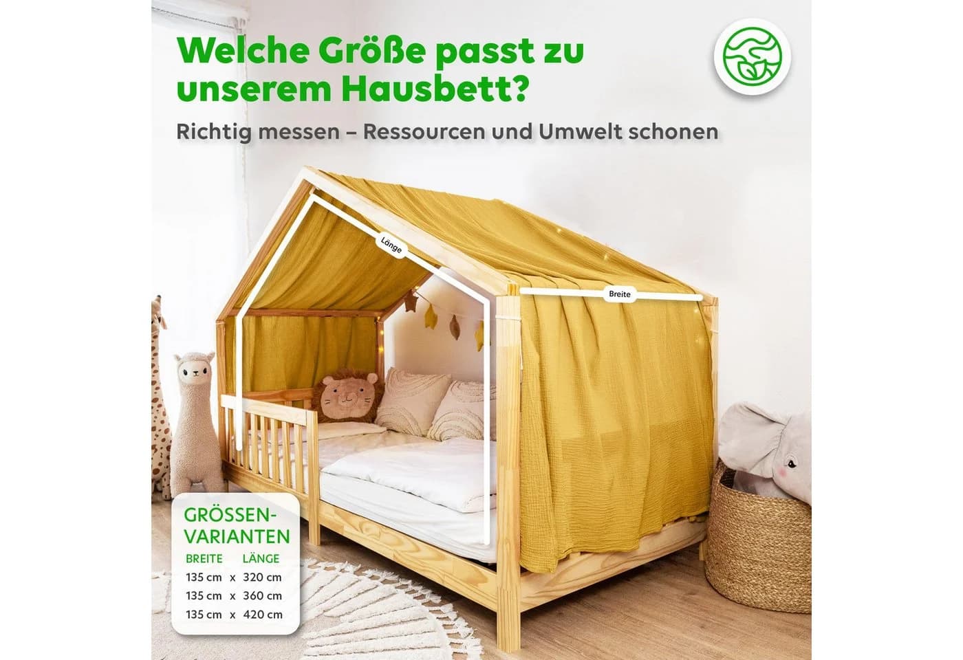 lilimaus Betthimmel Hausbett Musselin Gelb Kinderzimmerdeko - Bild 4