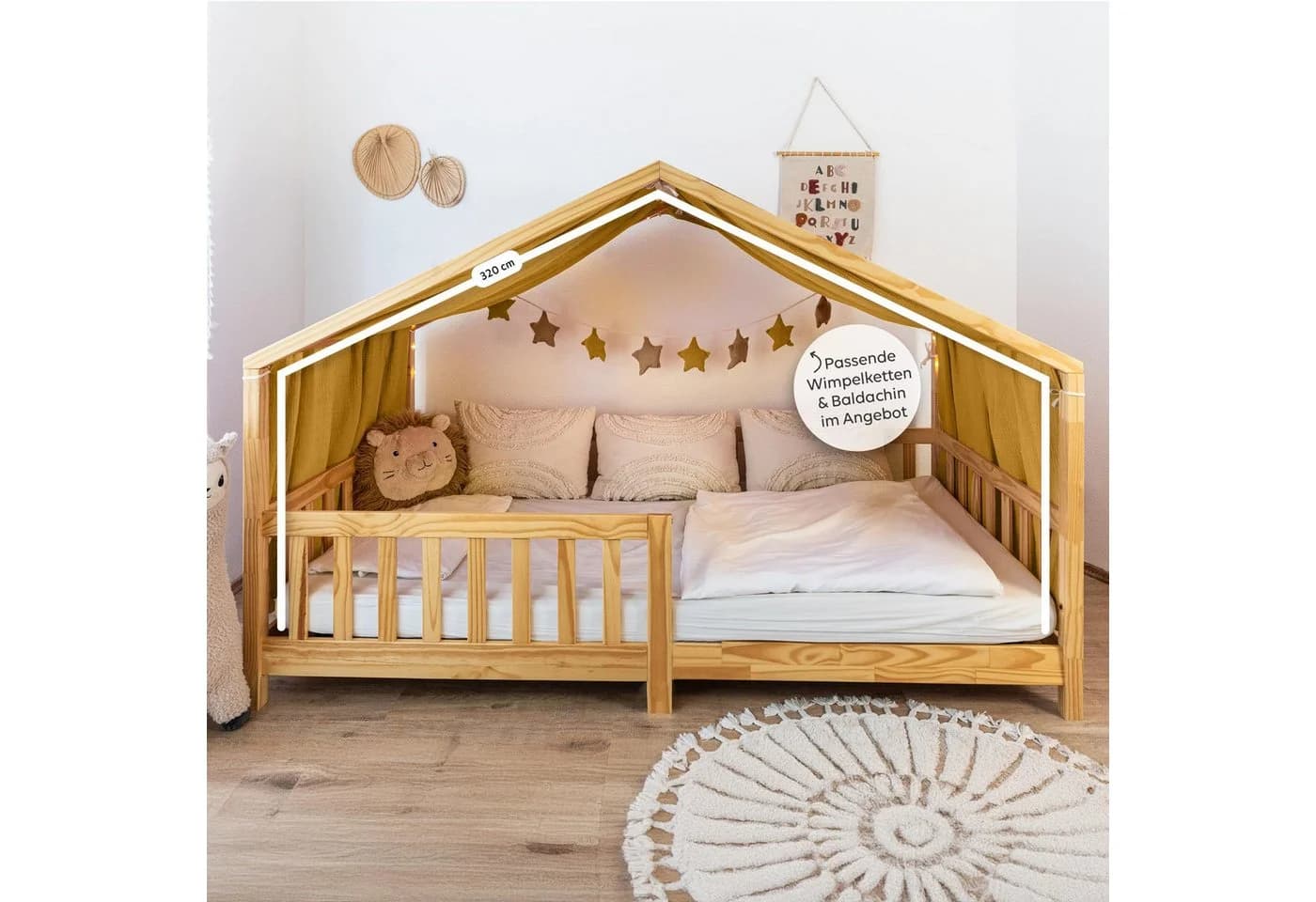lilimaus Betthimmel Hausbett Musselin Gelb Kinderzimmerdeko - Bild 5
