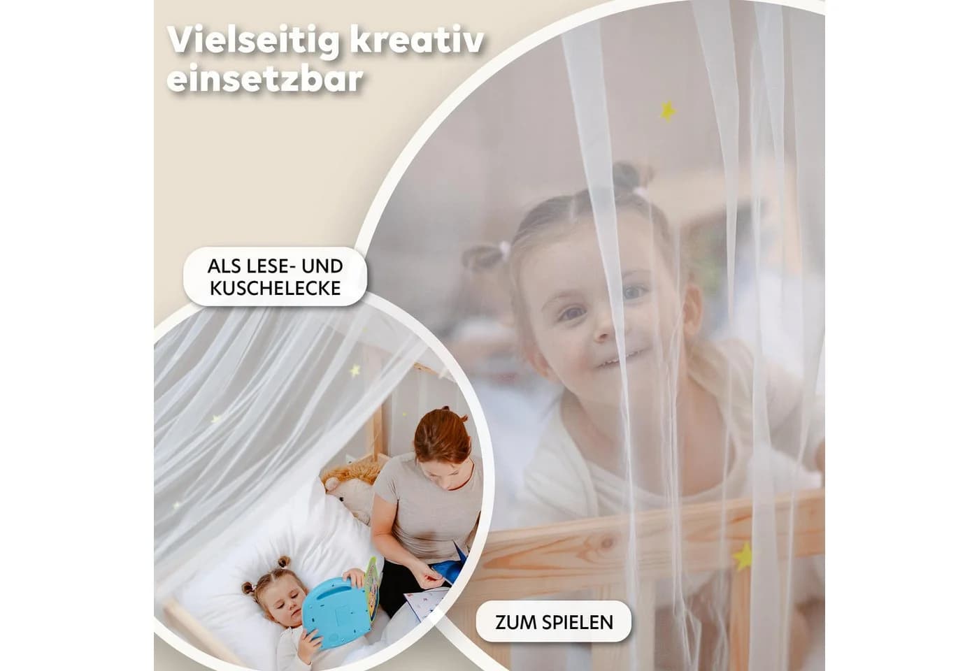 lilimaus Betthimmel Hausbett Himmel Sterne aus 100% Musselin Baumwolle Grün - Bild 5