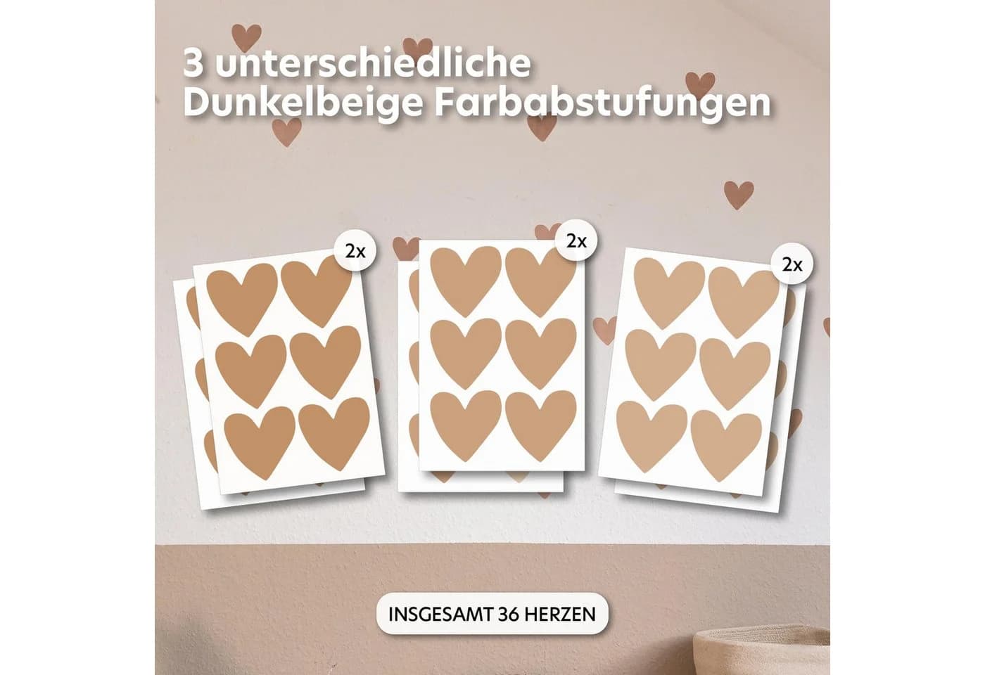 lilimaus Wandsticker Herzen & Punkte - 36 St. Wandtattoo Kinderzimmer