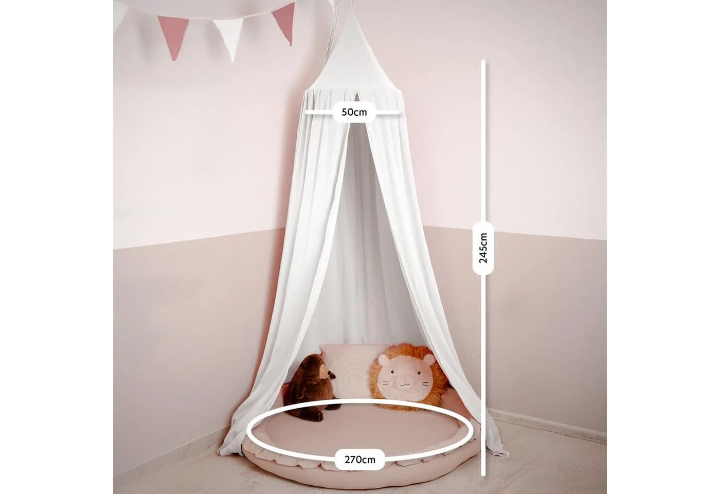 lilimaus Betthimmel Baldachin Kinderzimmer 100% Musselin Weiß Handgenäht - Bild 5