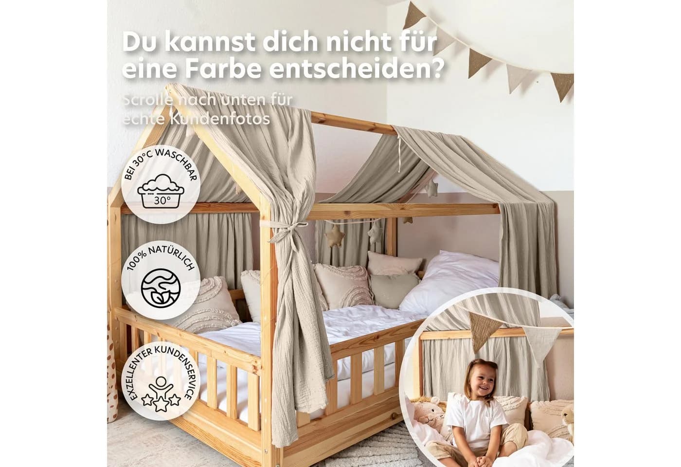 lilimaus Betthimmel Musselin Hausbett mit Gold Applikation - Bild 5