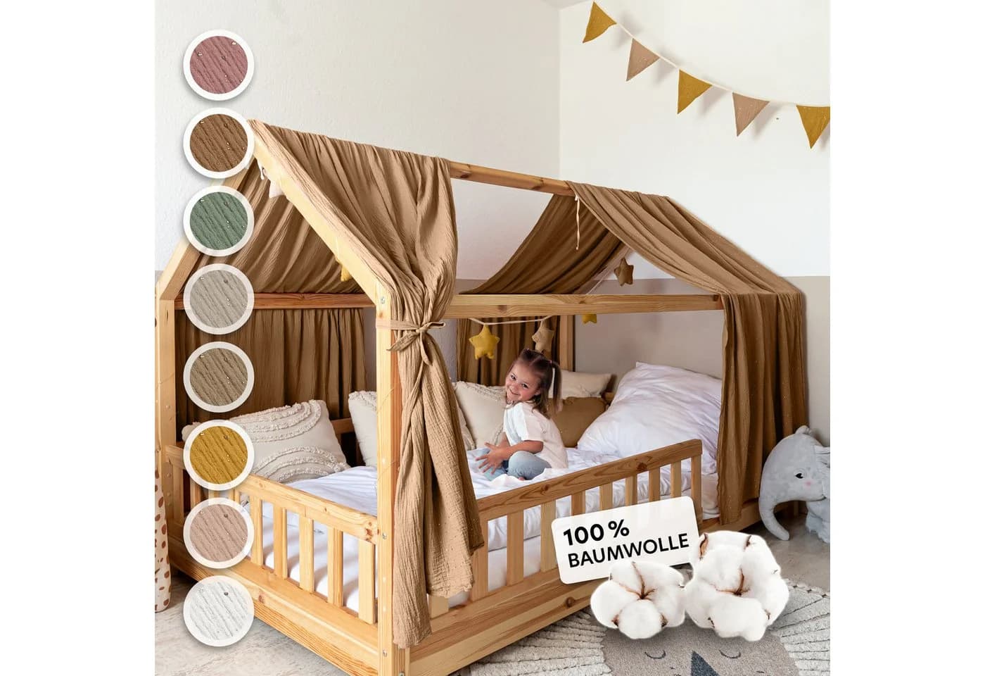 lilimaus Betthimmel Hausbett Gold Musselin 2er-Set - Bild 2