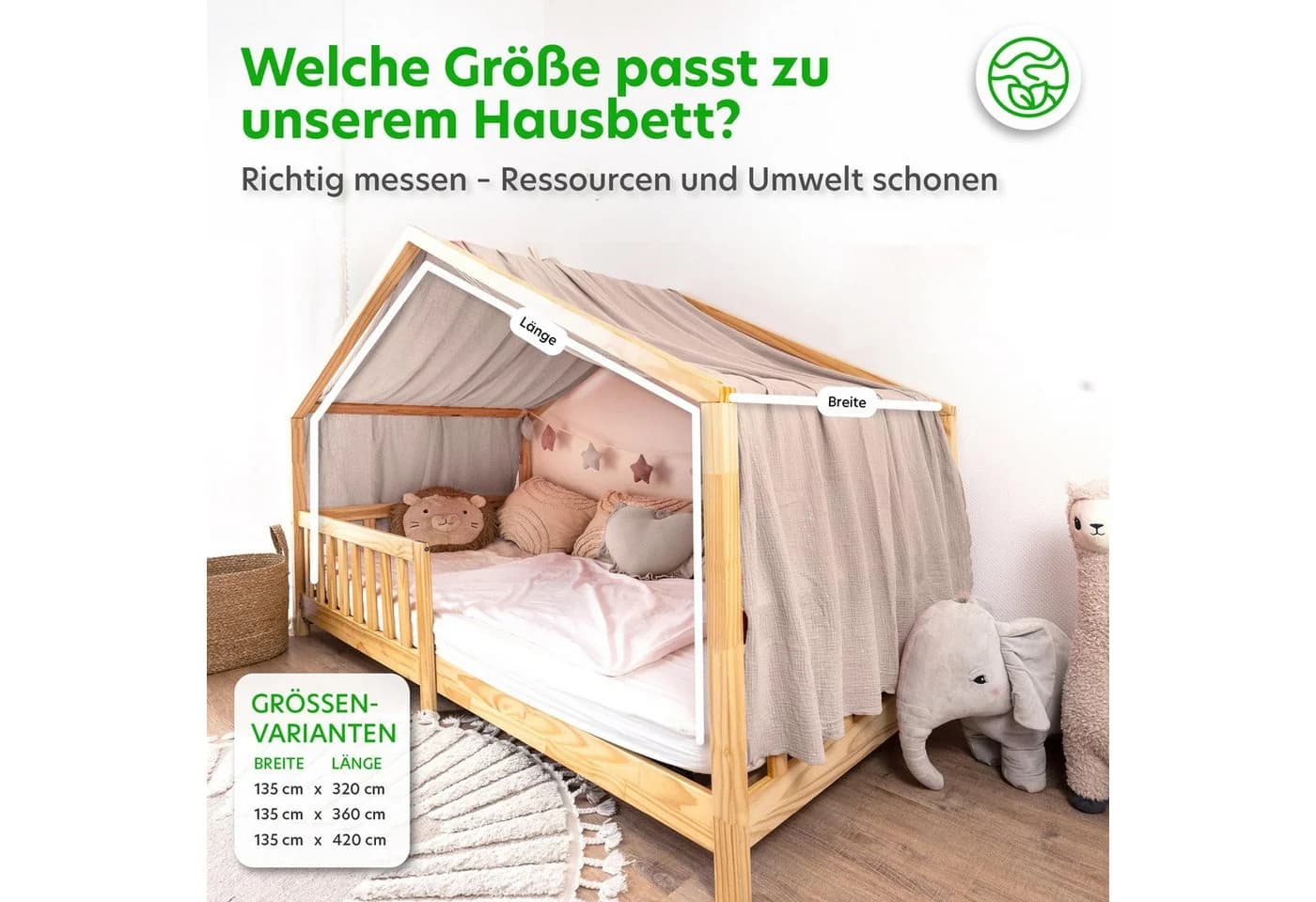 lilimaus Betthimmel Musselin Hausbett Himmel Kinderzimmer Baumwolle mit Gold - Bild 4