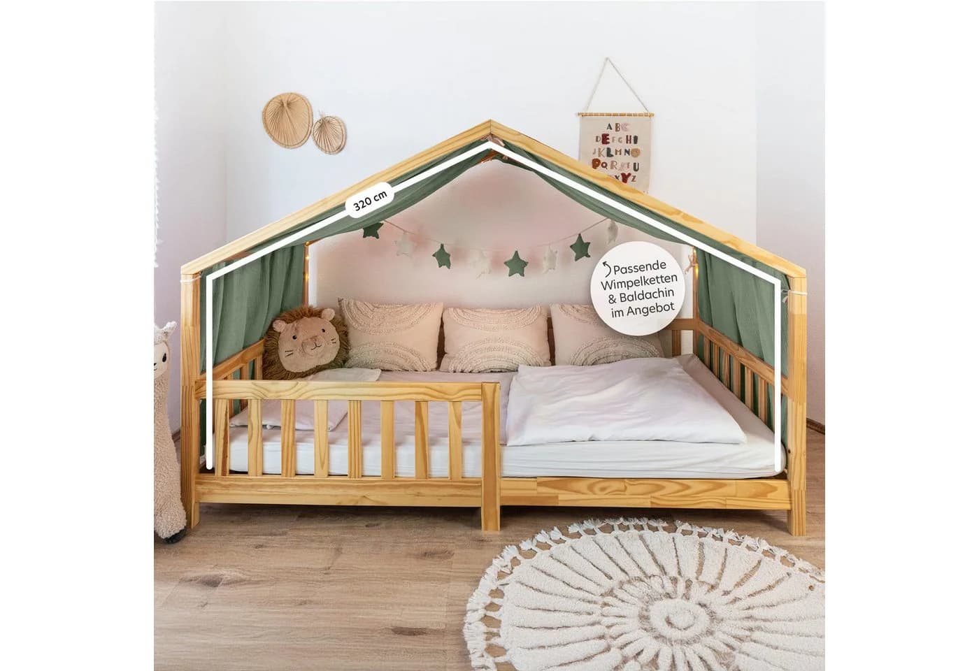 lilimaus Betthimmel Musselin Baumwolle mit Gold, Gemütlicher Baldachin für Kinderzimmer - Bild 5