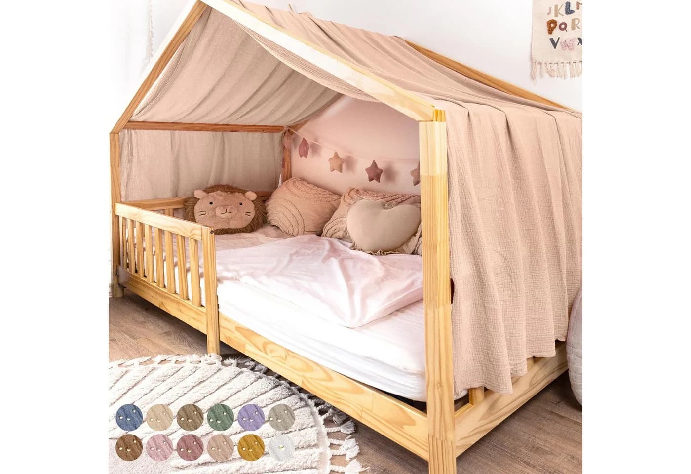 lilimaus Betthimmel Musselin Beige-Rosa mit Gold - Bild 2