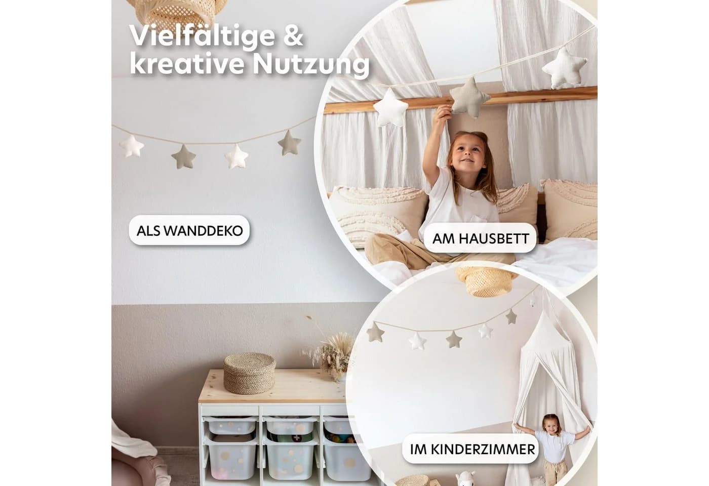 lilimaus Wimpelkette Sternenkette ca. 300 cm Stoff